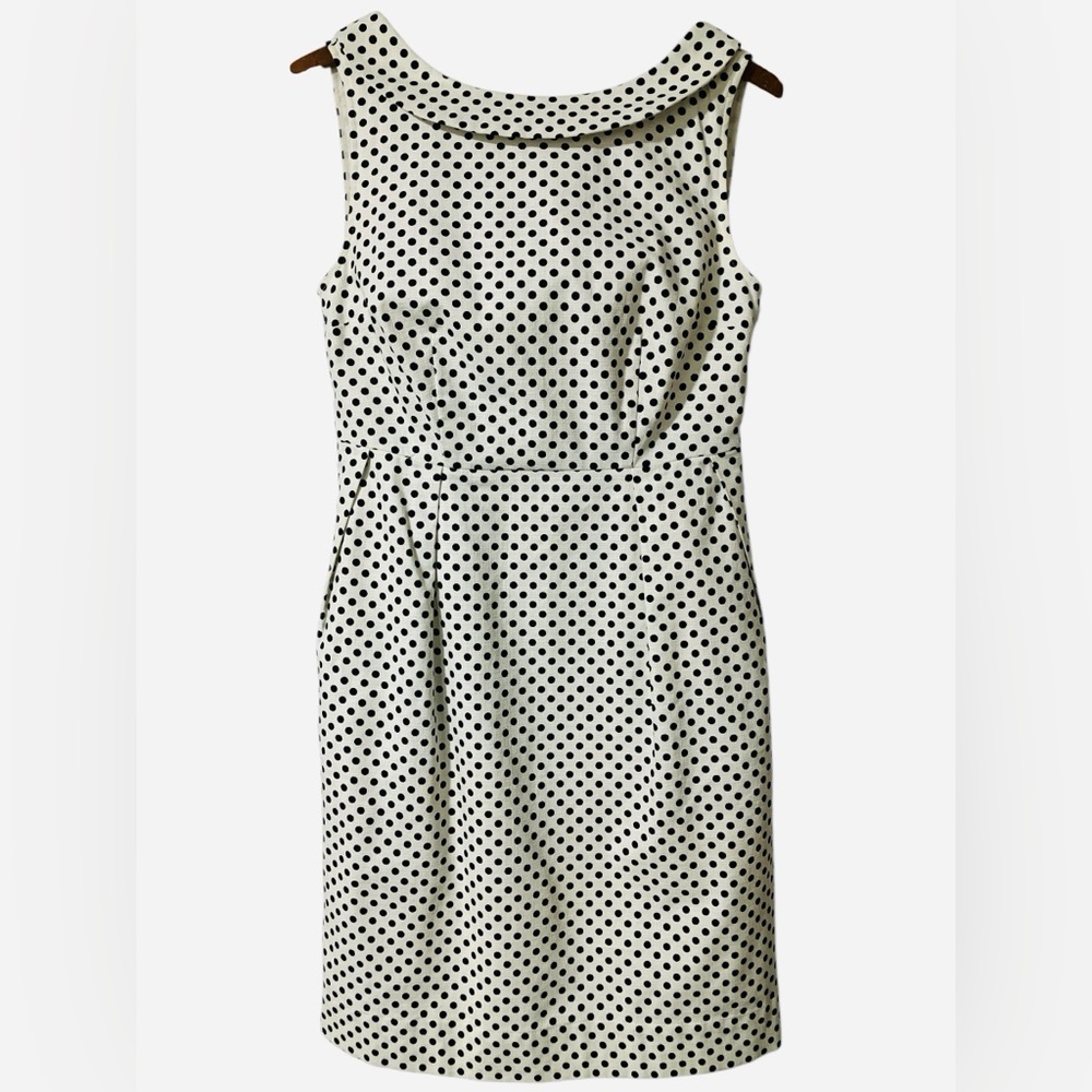 Lands End Dress Size 2P Polka Dots Retro Classy 60s Mod Portrait Collar Summer